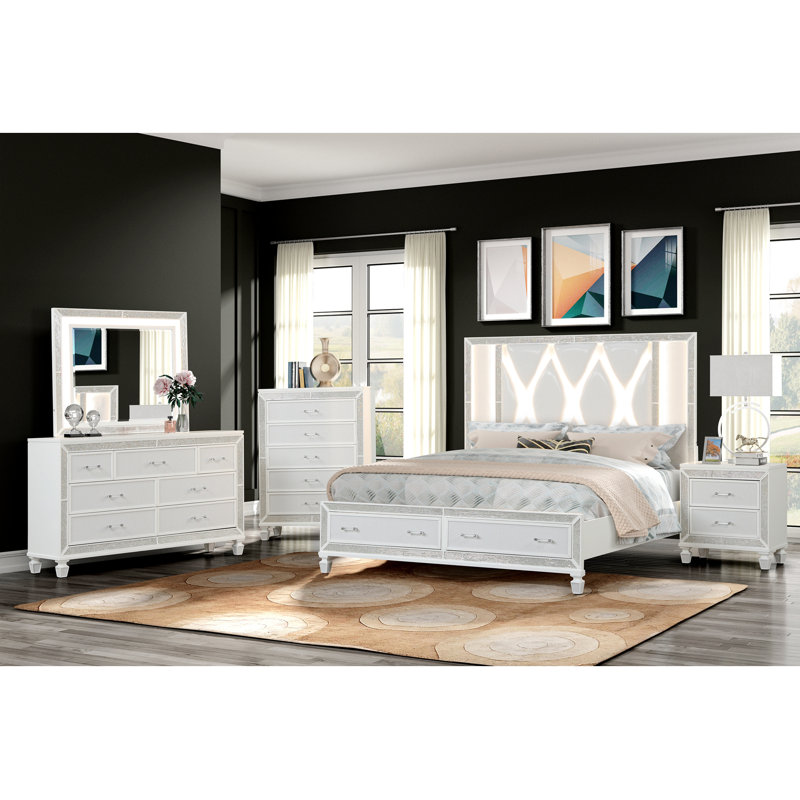 Ensemble de chambre avec grand lit 5 pièces Crystal