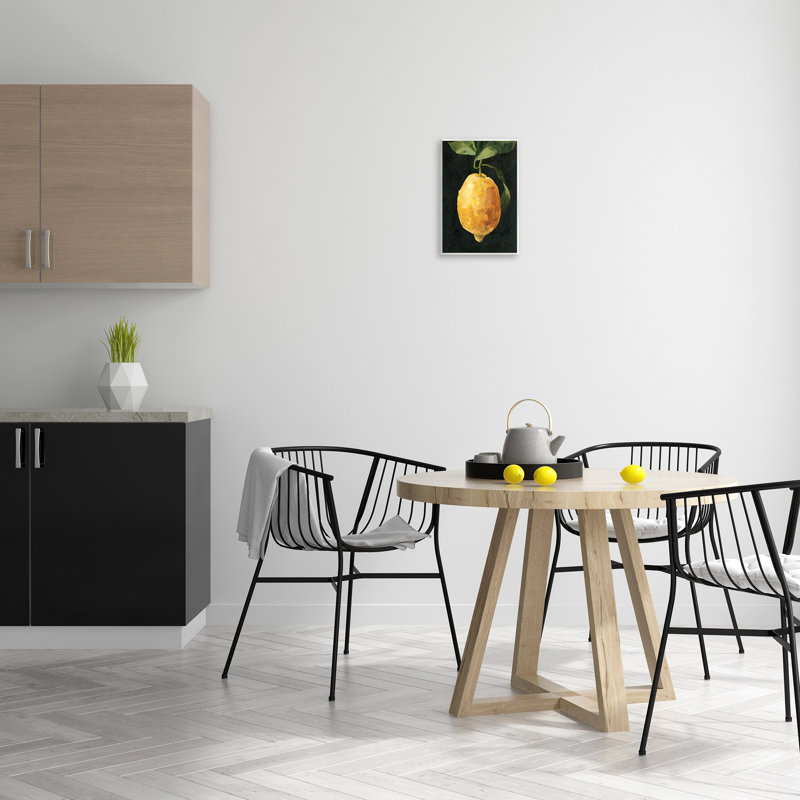 «Abstract Yellow Lemon on Vine Pop over Black» par Emma Caroline - impression d'art graphique, H 15 po x l 10 po