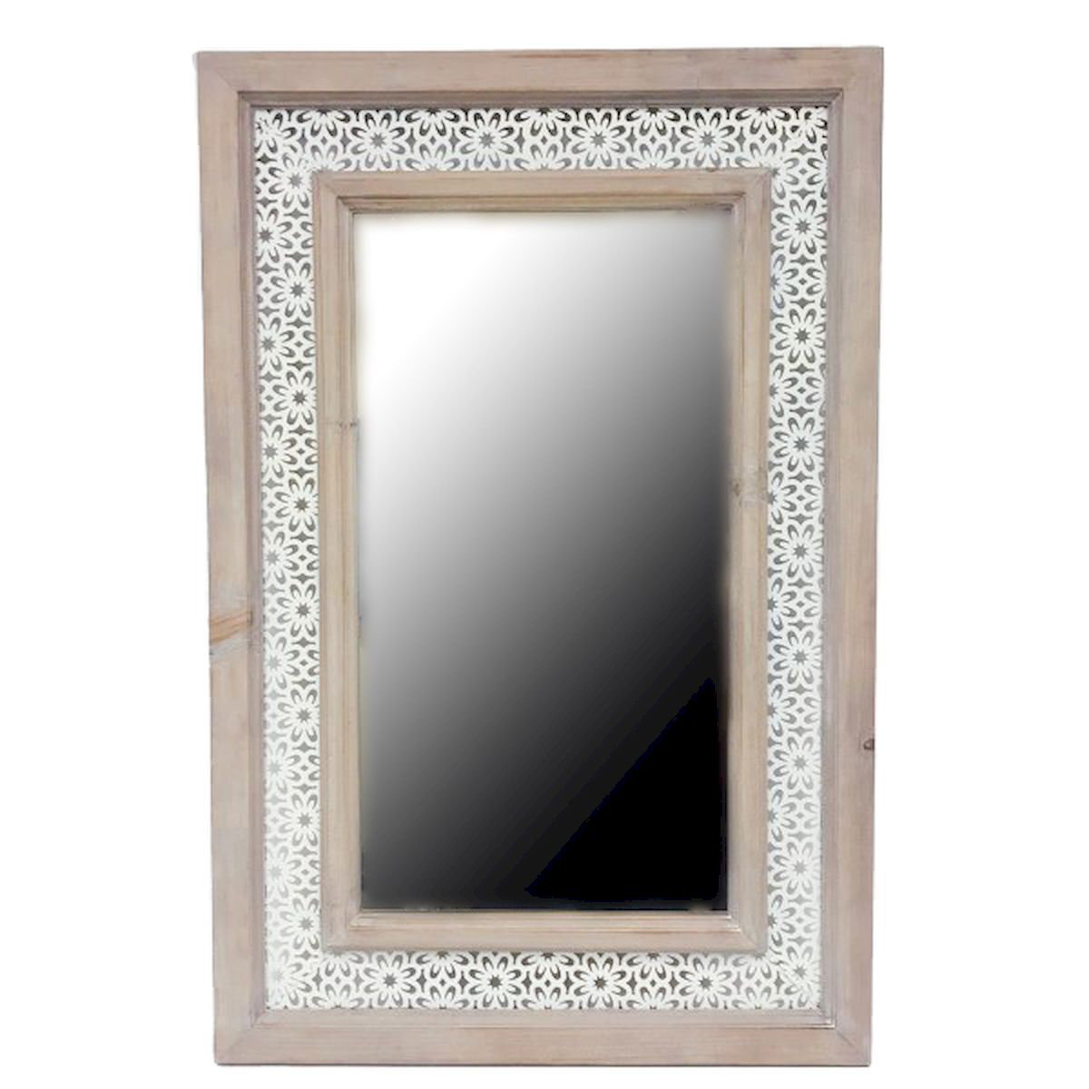 Rosalind Wheeler Wood Frame With Patterned Mat Wall Mirror | Wayfair