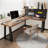 Brown + Black L-Shaped Solid Wood desk-259584376-259584378