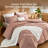 Cozy Winter Collection Bedsure 5 Pieces Cotton Comforter Set with Cotton Waffle Throw Blanket-110189435-110189438