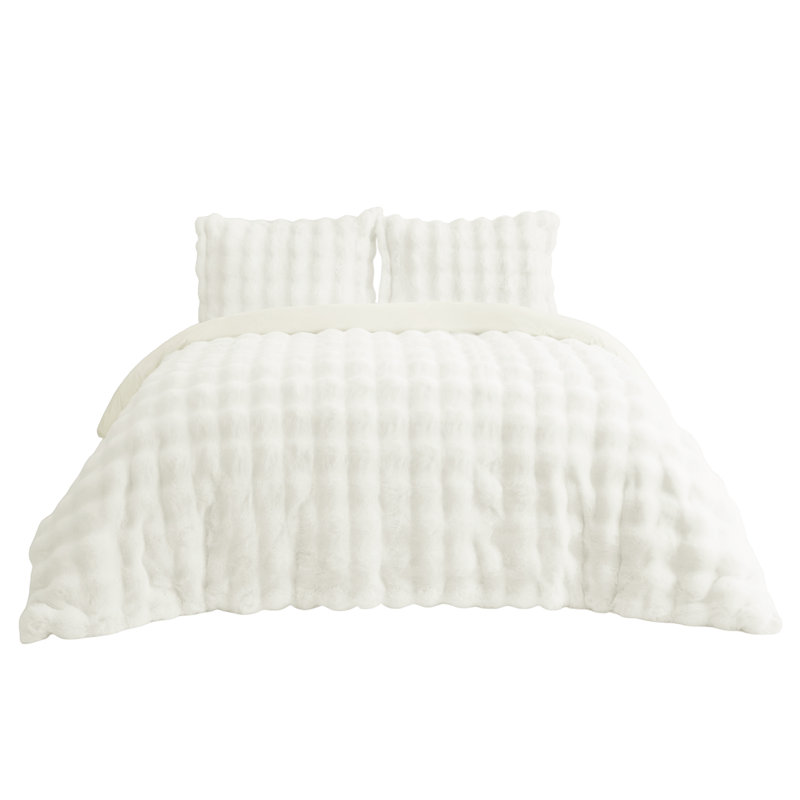 Bedsure Luxurious Faux Fur Duvet Cover, Queen Duvet Cover + 2 Standard Shams