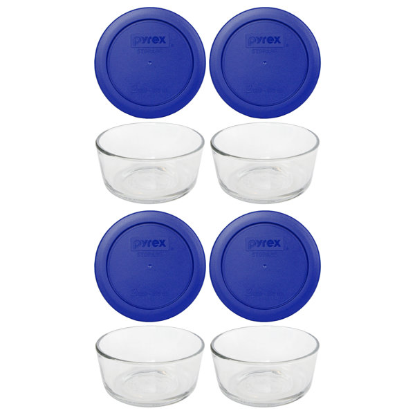 Pyrex 7200 Glass Bowls & 7200-PC Matching Lids (Set of 4)
