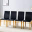 4 chaises de salle à manger en polyuréthane noir avec des pieds en métal doré et des pieds au design confortable et élégant