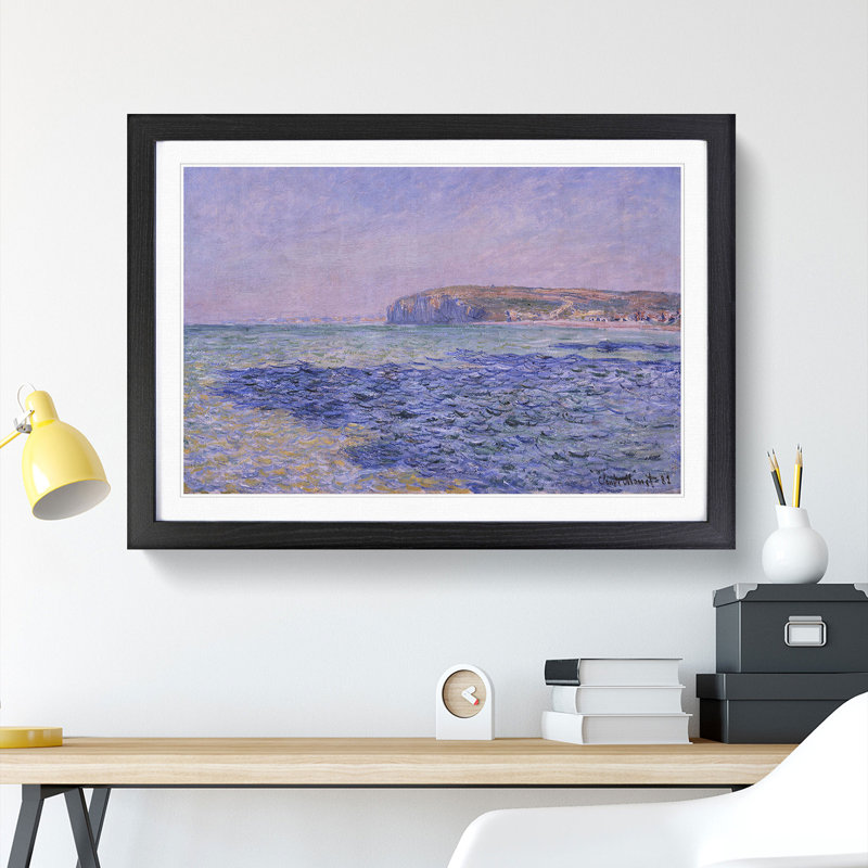 The Cliffs at Pourville by Claude Monet - Picture Frame Painting, 36cm H x 48cm W x 2cm D, Black Framed