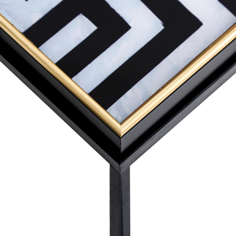Ahab Metal Nesting Table for Living Room, Nest of End Table with Modern Glass Top