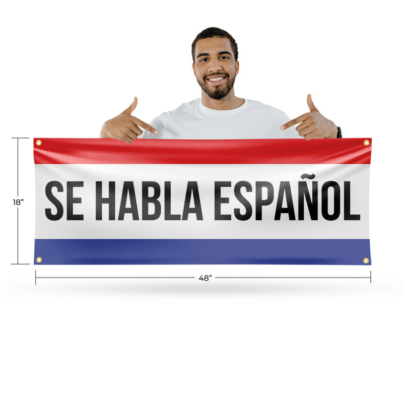 Se Habla Espanol Banner Sign 18 Inch x 48 Inch, 18" H x 48" W x 0.1" D