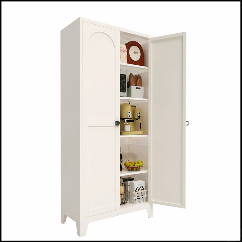 Armoire de rangement sécurisée en métal à 2 portes avec tablettes réglables et serrure, parfaite pour l'organisation à la maison et au bureau
