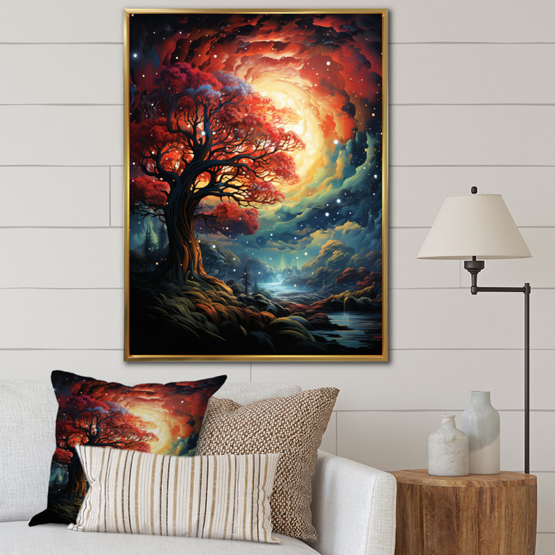 «Branches Majestic Canopie Tree I», reproduction sur toile, Cadre flottant doré, H 32 po x l 16 po x P 1 po