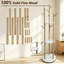 Freestanding Rotating Wooden Coat Rack, 165cm Hall Tree Stand with 3 Shelves & 9 Hooks, Coat Stand for Entryway, Bedroom, Hallway & Living Room, Ideal for Coats, Jackets and Hats