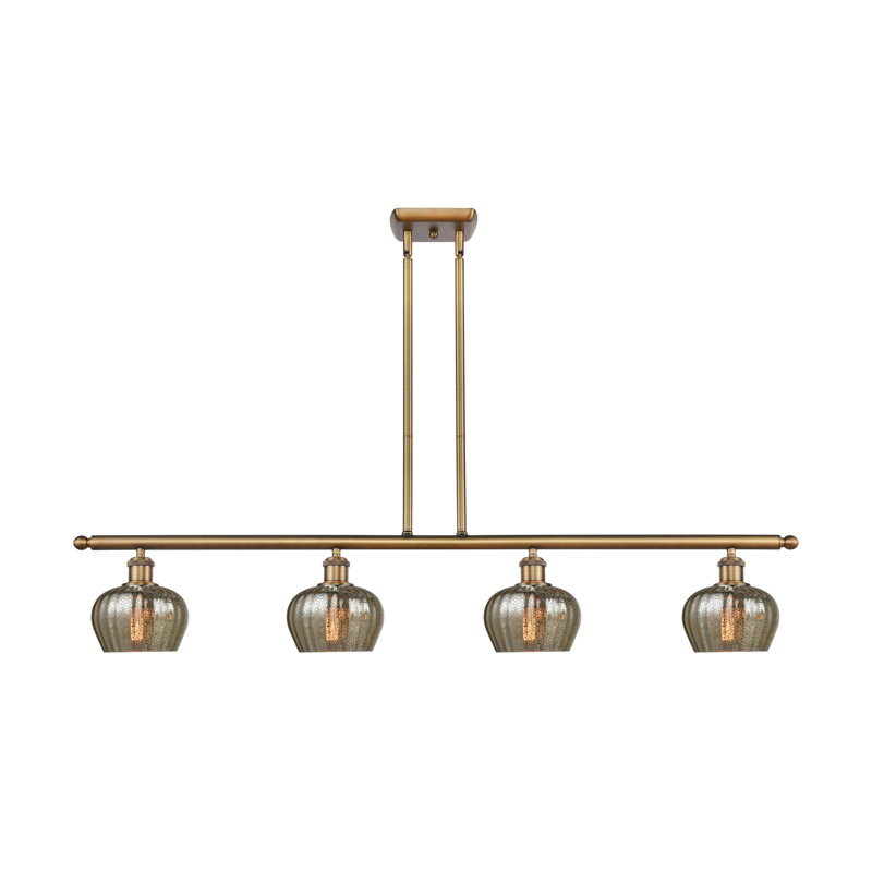 Lyman 4 - Light Kitchen Island Pendant, 6 Watt Vinage LED Bulb, Brushed Brass, Mercury