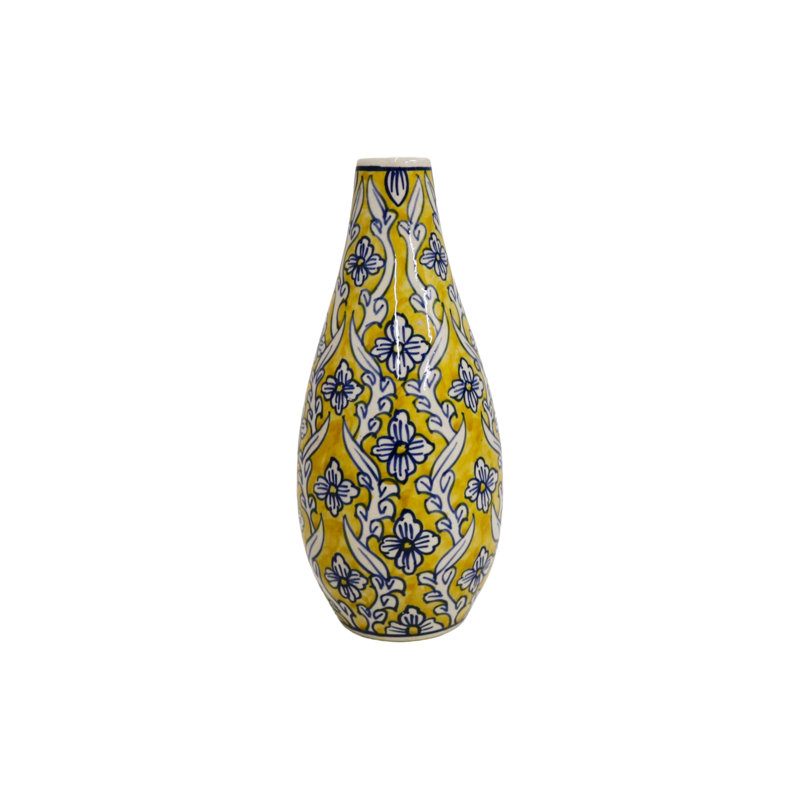 Vase mince en céramique Home & Manor - jaune