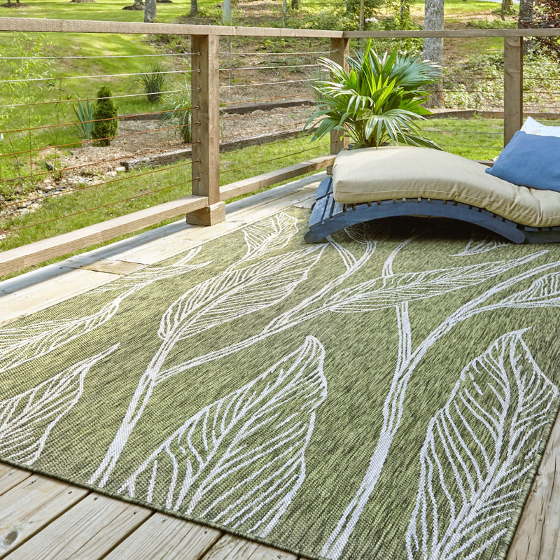 Outdoor Kona Area Rug Forest Color, Rectangle 9' x 12'