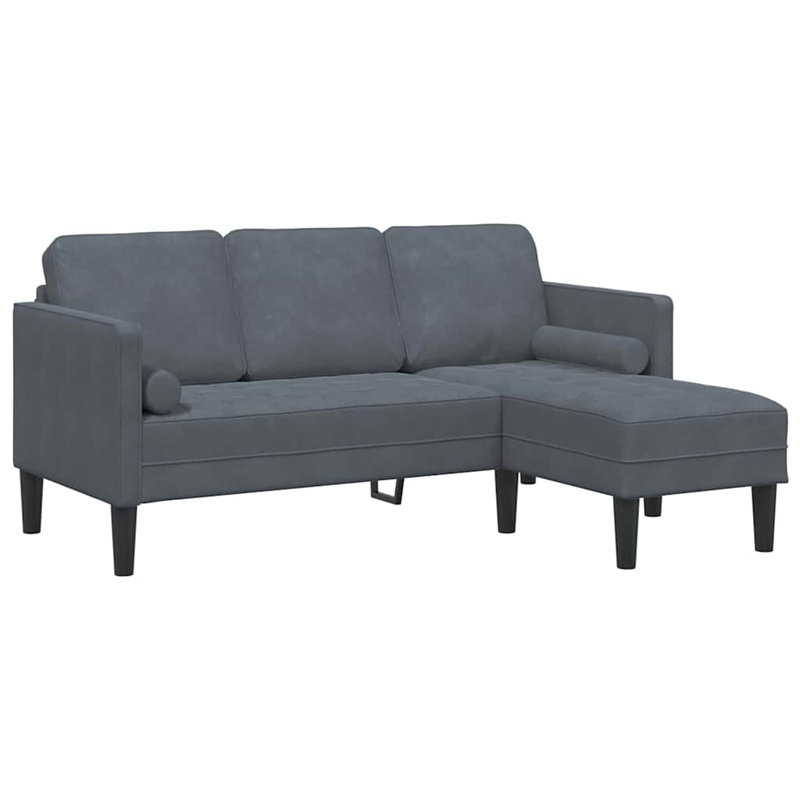 Ensemble de canapé vidaXL avec coussin en polyester gris foncé