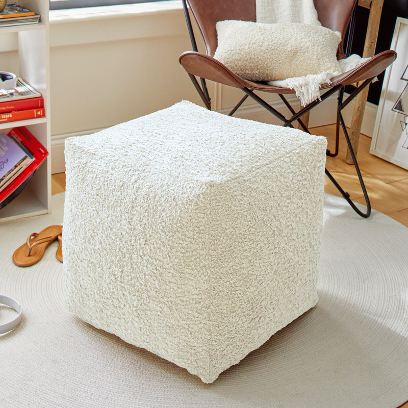 Itamar Upholstered Pouf, Zazzle Quartz 100% Polyester