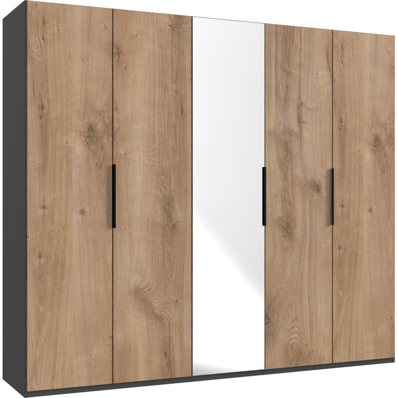 Guardino 5 Door Wardrobe, Graphite/Oak Board, 216cm H x 250cm W x 58cm D