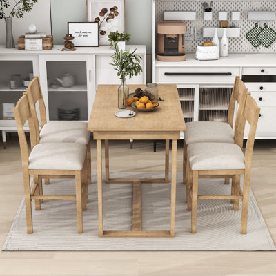 Laubin 6 - Piece Trestle Dining Set, Rectangular Dining Table and 4 Dining Chairs