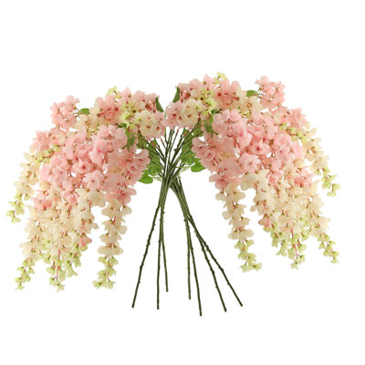 Guirlande de fleurs de 47,2 pouces, ensemble de 7 guirlandes de fleurs artificielles en soie avec 5 têtes de fleurs chacune, vigne réaliste pour la décoration de fête de mariage, résistante aux rayons UV sans entretien