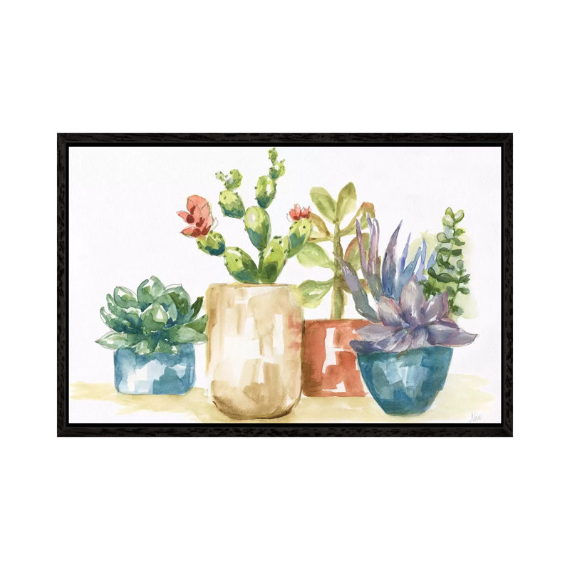Summer Succulents I - Painting on Canvas, Black Framed, 101.6 cm H x 66.04 cm W
