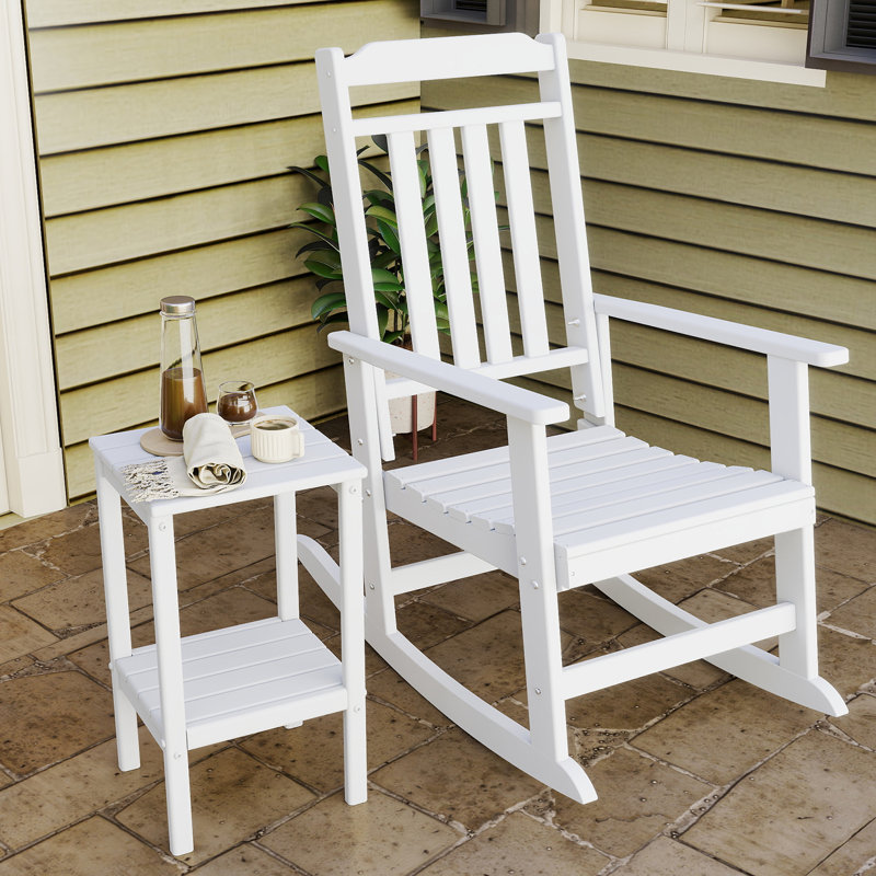 Table de bout extérieure 23,5 po HDPE 2 niveaux, Blanc