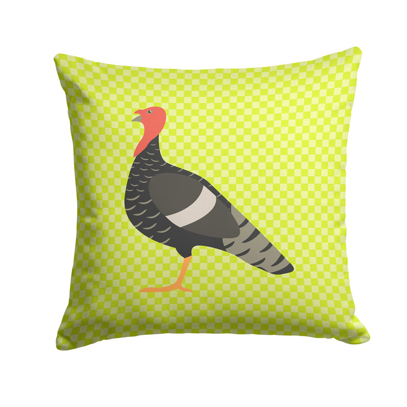 Eclectic Turkey Check Outdoor Throw Pillow, Green, 14" x 14"