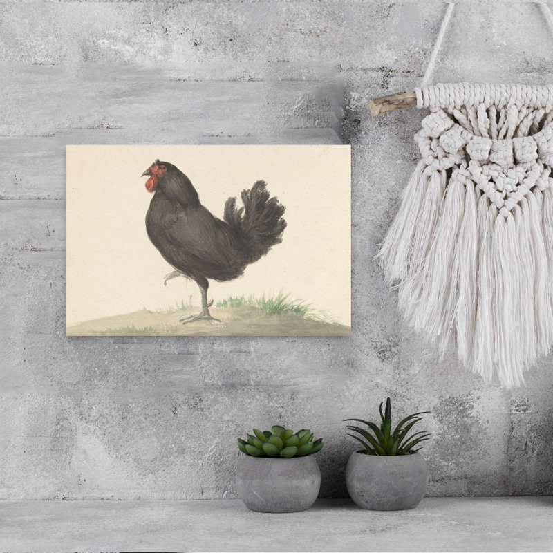 Art mural rétro classique Staande Zwarte Kip, H 12 po x l 18 po