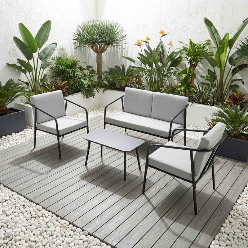 4 - Person Patio Dining Set with Rectangular Table, Grey