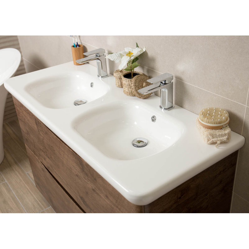 Stanhope 1200mm Double Bathroom Vanity with Integrated Polyglomerate Basin, Dark Brown