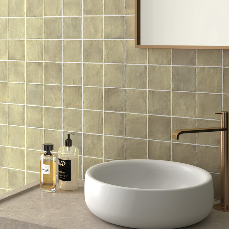 Riad 4X4 Ceramic Wall Tile, Green