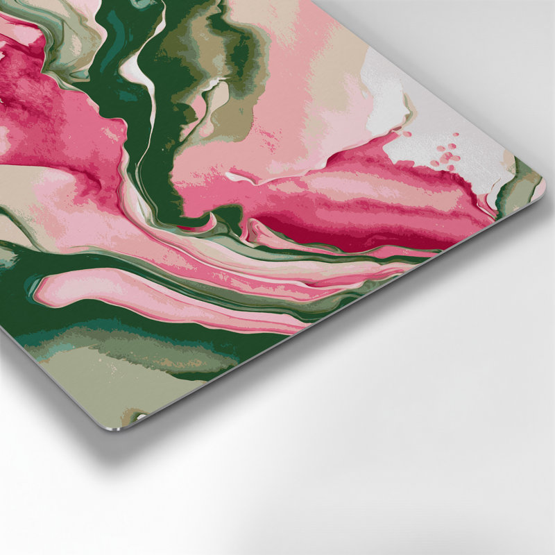 Aquarelle abstraite, art mural en métal rose 84, H 16 po x l 16 po