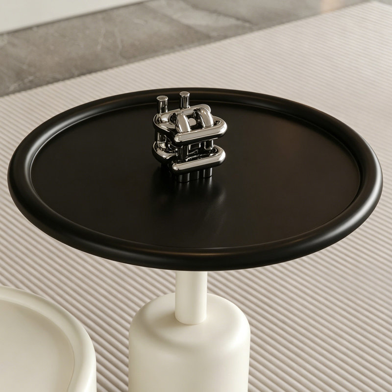 Ensemble de tables basses personnalisées Petal, H 12,99 po x L 31,49 po x l 31,49 po, Blanc/Noir, Noir / blanc