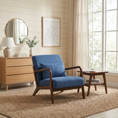 Fauteuil d'appoint rembourré bleu Mid-Century