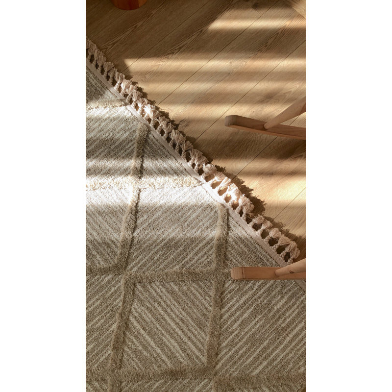 Tapis tissé à la machine à motif géométrique de couleur vison Rool Mink CD-Rool-RL05, Rectangle 5 pi 11 po x 8 pi 3 po