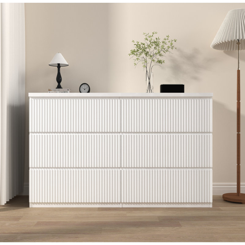Commode 6 tiroirs Modern White, Blanc
