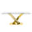 Gold Stainless Steel Dining Table 70.08 Inch Clear Tempered Glass Top