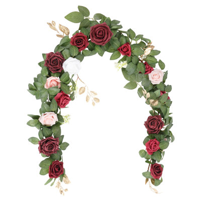 Arrangement floral de guirlandes de fleurs artificielles, décorations florales de mariage, décorations de centre de table, guirlandes florales, verdure, guirlande, intérieur, extérieur, décoration murale