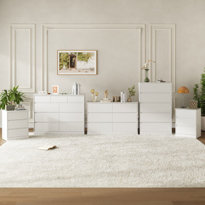 Dornisha 5-Piece Bedroom Set, 47.2" W 9-Drawer Double Dresser & 47.2" W 6-Drawer Double Dresser & 5 Drawer 48.4'' H Tall Dresser And Nightstand Set Of 2