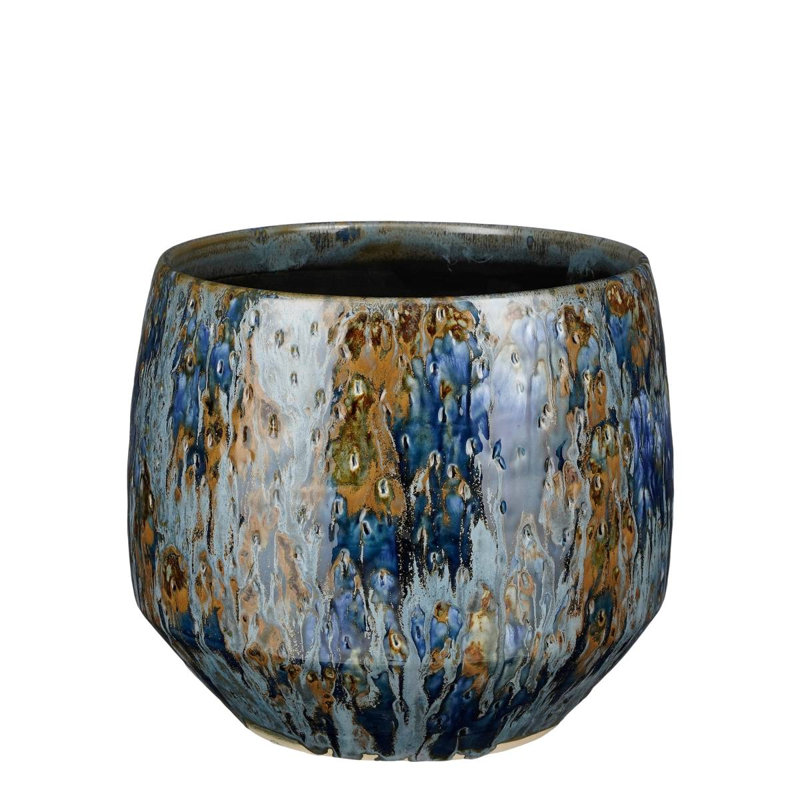Eawood Ceramic Pot Planter, 22cm H x 25cm W x 25cm D, Blue