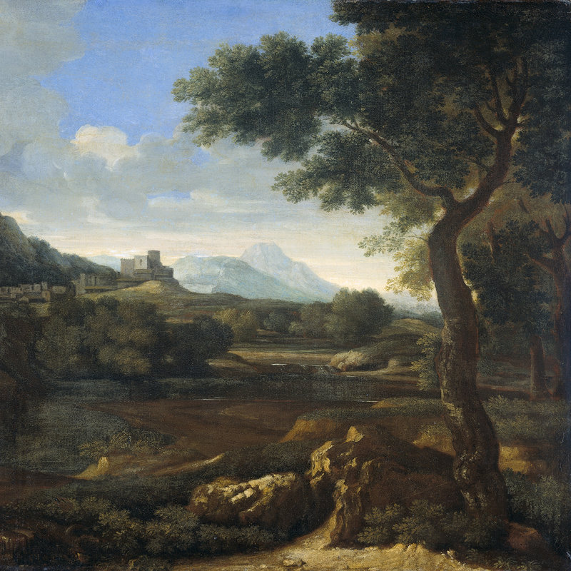 Landscape With Castle Print by Gaspard Dughet