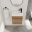 Meuble-lavabo flottant de 18 po avec lavabo en résine et porte à fermeture en douceur, décor moderne, vaste espace de rangement mural, imitation chêne-801460971