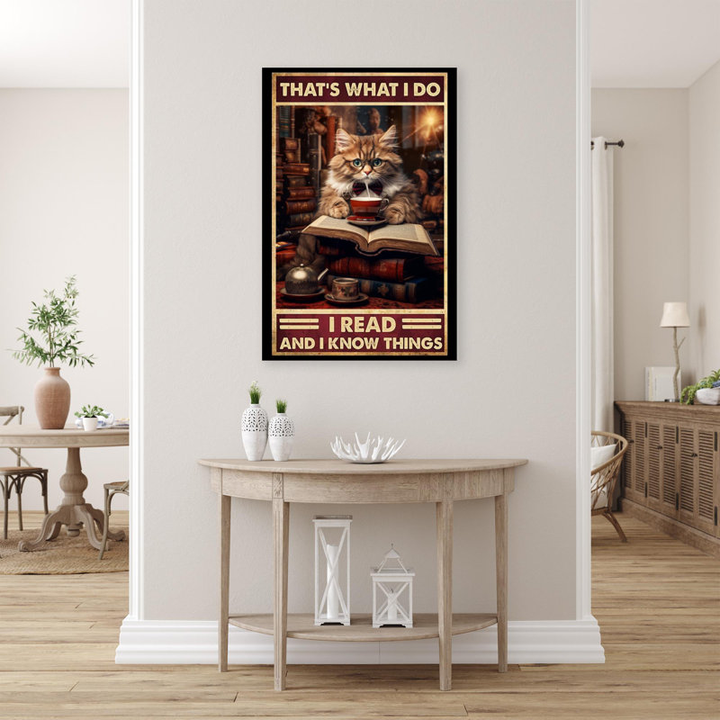 «Cat I Read And I Know Things», impression sur toile, H 36 po x l 24 po x P 1,25 po