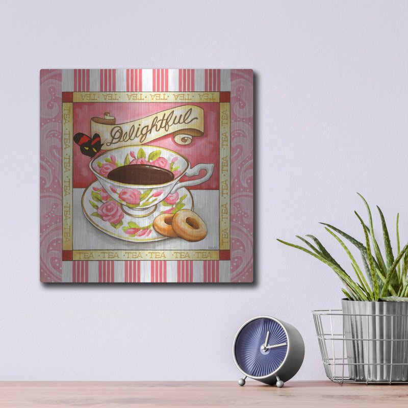 Art mural en métal Red Barrel Studio® «Tea Delightful Pink Tea» par Cathy Horvath-Buchanan, H 12 po x l 12 po