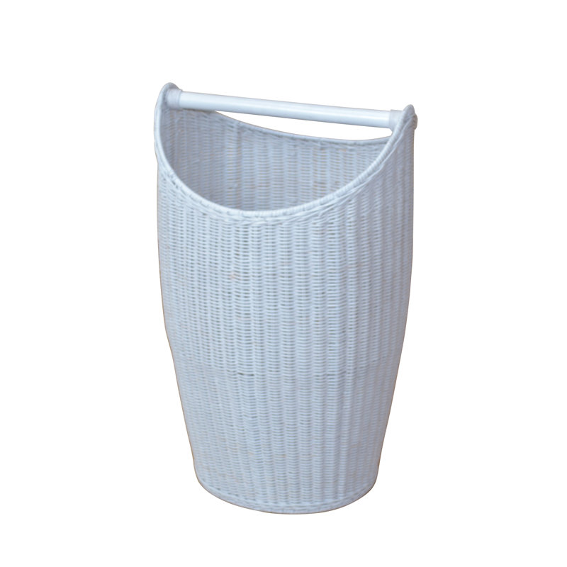 Wood Laundry Hamper with Handles, White