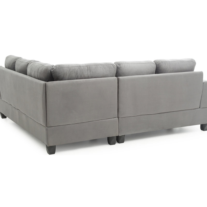 Canapé modulaire gris G513b de Glory Furniture - style transitionnel, revêtement en suède, composants amovibles pour une installation instantanée, mousse confortable, ressorts ensachés, assemblage mineur, livraison en structure de bois franc,