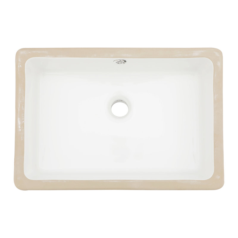 Lavabo de salle de bain encastré en céramique blanche 18 po x 12 po avec trop-plein - conception épurée, teinture pour améliorer la salle de bain rectangulaire à faible absorption d'eau