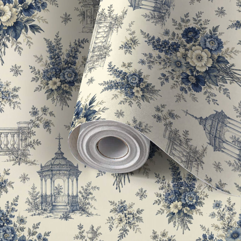 Papier peint auto-adhésif Toile de jouy, L 117,6 po x l 22,8 po