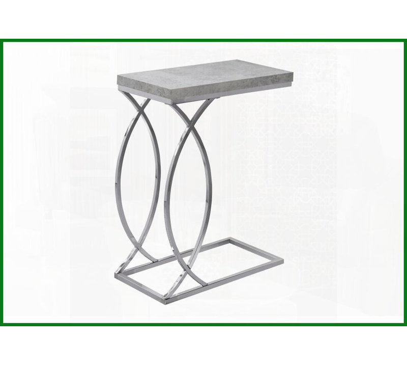 Table basse moderne en forme de C en stratifié gris aspect ciment moderne