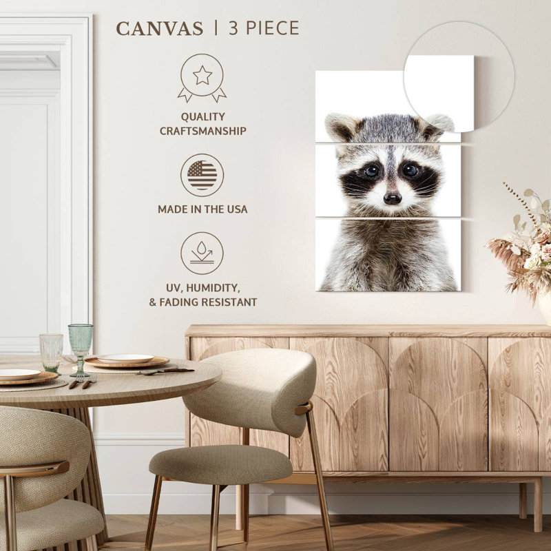 Adorable bébé raton laveur, H 57 po x l 36 po