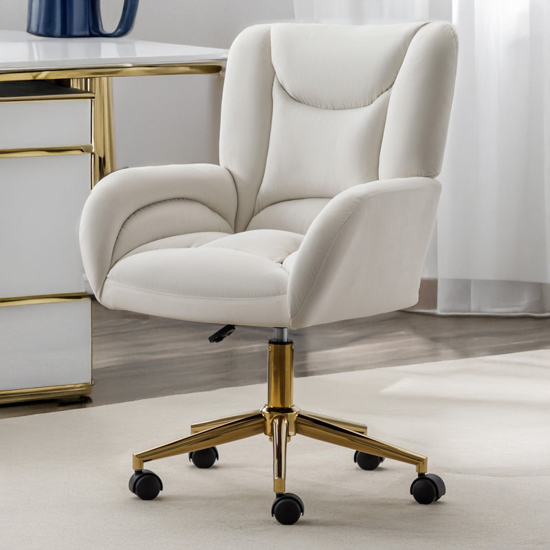 Jahnyla Upholstered Swivel Armchair, Ivory Velvet