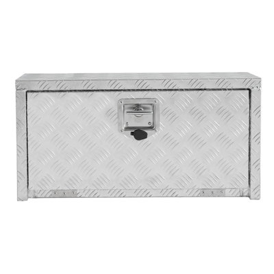 30 Inch Heavy Duty Aluminum Tool Underbody Box, Waterproof Square Truck Storage Organizer Chest for Pick Up Truck Bed, Rv Trailer (30" X 12" X 14" - Sliver)
